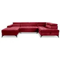 Fun-Möbel Wohnlandschaft Schlafsofa AGNESA Stoff Salvador Weinrot Ottomane Links
