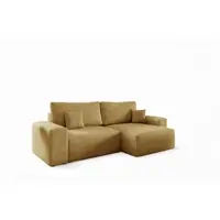 Fun-Möbel Ecksofa Schlafsofa Sofa ARONA XS in Stoff Centaur Honiggelb Ottomane Rechts