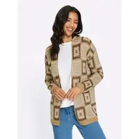 Sieh an! Strickjacke in camel-schoko-gemustert | Gr.: 40