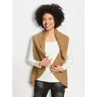 HEINE Strickweste "Strickweste Strickjacke mit Ajourmuster", Damen, Gr. 40/42, camel, Strick, , Modisch, Westen Strickweste