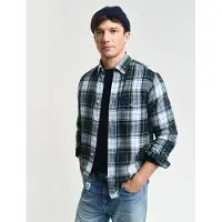 Gant für Herren. 3250001 Grünes kariertes Hemd mit normaler Passform (XXL), Blau, Lässig, Baumwolle, Langarm