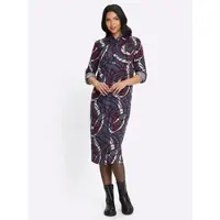 Sieh an! Kleid in bordeaux-rauchblau-bedruckt | Gr.: 54