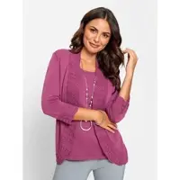 Lady 2-in-1-Pullover "Pullover", Damen, Gr. 50, lila (erika), 100% Polyacryl, unifarben, Pullover 2-in-1-Pullover