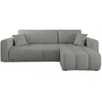 Fun-Möbel Ecksofa mit Schlaffunktion Sofa DAGNY in Stoff Cosmic Hellgrau Ottomane Rechts