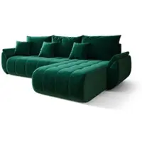 Fun-Möbel Ecksofa Schlafsofa AKITA Stoff Monolith Grün Ottomane Rechts