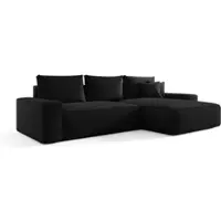 Fun-Möbel Ecksofa Schlafsofa Sofa WALKEN Stoff Quelle Schwarz Ottomane Rechts