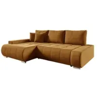 Fun-Möbel Ecksofa Schlafsofa ELMO Stoff Monolith Honiggelb Ottomane Links