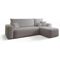 Fun-Möbel Ecksofa Schlafsofa Sofa AGEPO Stoff Curio Grau Ottomane Rechts