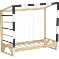 ML-Design Kinderbett Fußballtor 70x140 cm Holzbett mit Lattenrost & Netz Jugendbett aus massivem Kiefernholz Einzelbett für Kinder Handballtor Bett