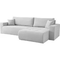 Fun-Möbel Ecksofa Schlafsofa Sofa ARMARI in Stoff Wind Hellgrau Ottomane Links