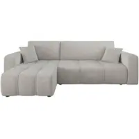 Fun-Möbel Ecksofa mit Schlaffunktion Sofa DAGNY in Stoff Poso Hellgrau Ottomane Links