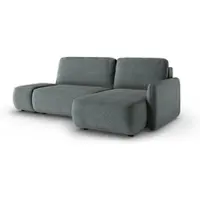 Fun-Möbel Ecksofa mit Schlaffunktion Sofa LUKA in Stoff Cremona Dunkelgrau Ottomane Rechts