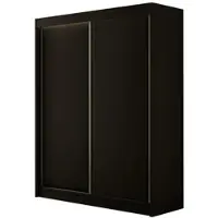 ALTDECOR Kleiderschrank mit furnierten Schiebetüren, kugelgelagerte Führungsschienen und Aluminium-Leisten, LED-Beleuchtung (weiß + 16 Farben) und Fernbedienung 150 cm Schwarz
