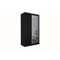 ALTDECOR Kleiderschrank mit Spiegel und Schiebetüren, kugelgelagerte Führungsschienen und Aluminium-Leisten - PARTI - 150 cm - Schwarz
