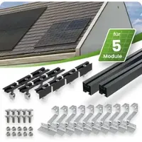 TEPTO Schrägdach MontagesetÂ Silber für 4 PV-Module senkrecht 30 mm Rahmenhöhe