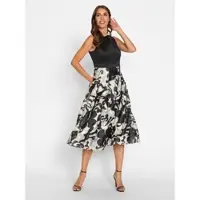 HEINE Kleid in schwarz-champagner-bedruckt | Gr.: 38