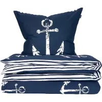 Schiesser Bettwäscheset Marina | Maritim | Renforcé | 2-teilig | 100% Baumwolle | Angenehm weich & glatt | YKK-Reißverschluss | 135x200 cm + 80x80 cm | Dunkelblau