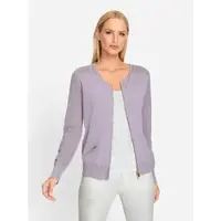 HEINE Strickjacke "Cardigan Feinstrickjacke mit 2-Wege-Reißverschluss", Damen, Gr. 40, lila (flieder), Modisch, Rundhals, Strickjacken Strickjacke