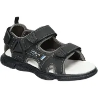 American Club XD187, Kinder Sandalen Klettverschluss Leder-Einlegesohle bequem, Schwarz 34