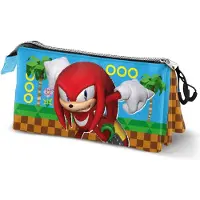 KARACTERMANIA Sonic The Hedgehog Knuckles Run Dreifaches Federmäppchen Mehrfarbig Mehrfarbig One Size