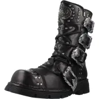 New rock M1474 S1 Uni Gothic Plateau Lederstiefel mit Schnürung und Reißverschluss in Schwarz
