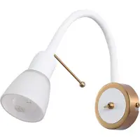 ARTE LAMP Wandleuchte innen Weiß/Gold, 1-flammig, minimalistisch, Lettura, E14 bis 40 W, für Wohnzimmer & Schlafzimmer, 7 x 9 x 25 cm, A7009AP-1WH