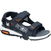 American Club ES219, Kinder Sandalen Klettverschluss Leder-Einlegesohle bequem, Navy 31