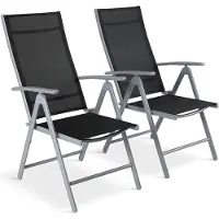 Bauhaus 2er-Set Gartenstühle A-026, klappbar, belastbar bis 120 kg, silber/grau/schwarz - N