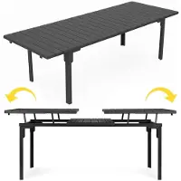 Northio Ausziehbarer Gartentisch für 12 Personen, 180-240 cm, Stahl & HDPE