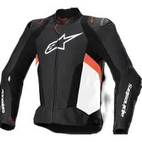 Alpinestars Missile V3 Airflow perforierte Motorrad Lederjacke, schwarz/weiß/rot, 46
