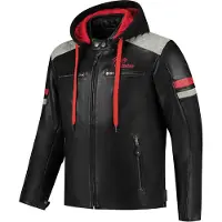 Rusty Stitches Jacke JARI mit Kapuze V2 Schwarz/Leuchte Grau/Rot