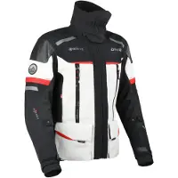 Dane Bornholm Pro wasserdichte Motorrad Textiljacke, hellgrau/schwarz/rot, 2XL