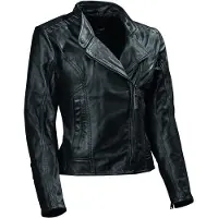 Difi Rose Damen Motorrad Lederjacke, schwarz, 46