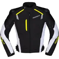 Modeka Lineos Motorrad Textiljacke, schwarz/weiß/gelb, 2XL