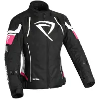 Difi Estoril Aerotex wasserdichte Damen Motorrad Textiljacke, schwarz/weiß/pink, XS