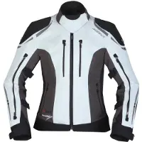 Modeka Takuya Damen Motorrad Textiljacke, hellgrau/dunkelgrau/schwarz, 34