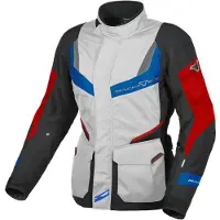 Macna Rancher wasserdichte Damen Motorrad Textiljacke, hellgrau/schwarz/rot, S