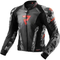 Rebelhorn Veloce Camo Motorrad Lederjacke, schwarz/grau/rot, 54