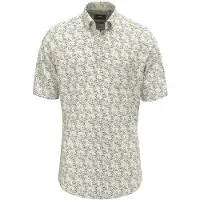 Fynch&Hatton Kurzarmhemd , Herren, Gr. M, N-Gr, bunt (pale gelb), Web, Obermaterial: 100% Baumwolle, bedruckt, gemustert, regular fit normal, gerader Abschluss, Hemden Kurzarmhemd, mit All-Over Print