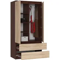 RAUMHIRSCH FURNITURE Kleiderschrank S90 90cm Garderobe 2 Türen 2 Schubladen Schrank 180cm hoch CLP