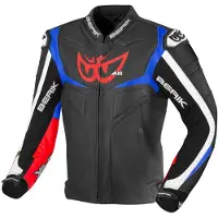 Berik Wild Chase Schwarz Weiß Rot Blau Motorrad Lederjacke Größe 52