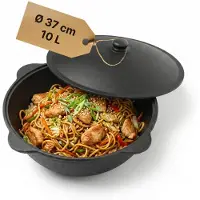 4BIG.fun NAMANGAN Gusseisen Kasan 10L Deckel Kazan WOK Kessel BBQ