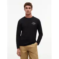 Tommy Hilfiger Script Stack Ls Regular Black Größe: S | Longsleeves Outlet | Herren | Schwarz