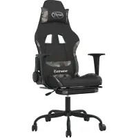 Syfax Gaming-Stuhl mit Fußstütze Schwarz und Tarnfarben Stoff