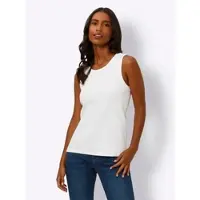 HEINE Shirttop "Shirttop Shirttop in Rippenstruktur", Damen, Gr. 44, weiß, Jersey, Rippware, , Casual, Rundhals, Tops Shirttop