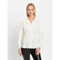 HEINE Langarmbluse , Damen, Gr. 36, weiß, 97% Baumwolle, 3% Elasthan, unifarben, Rundhals, Blusen Langarmbluse