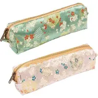 OEM Kleines Etui 2er-Pack mit Blumenmuster, schicker Organizer-Tas mit Reißverschluss und Stickerei, Blumen, bequemes Etui, Schrein-Organizer-Tas für Mädchen und Frauen
