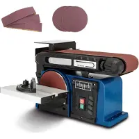 Scheppach Band- und Tellerschleifer BTS900 mit 6-tlg. Zubehör | Schleifmaschine 370W | 230V | 2850 min-1 | Schleifteller Ø 150mm | Bandschleifer