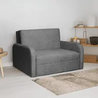 Imoebel 24 Sofa DALIA II, Wohnzimmer, modernes Schlafsofa Couch 2-Sitzer Sofa freistehendes Polstersofa Bettkasten 131 cm Schlaffunktion Grau Quintana 14