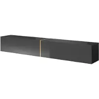 Selsey TV-Tisch BISIRA - TV-Board in Schwarz mit goldenem Einsatz - 200 cm breit - hängend